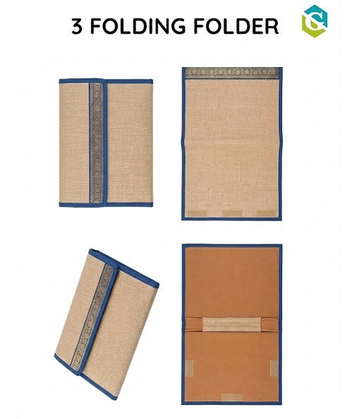 Premium 3 Folding Jute Chain Bag Folder | Professional Document Organizer