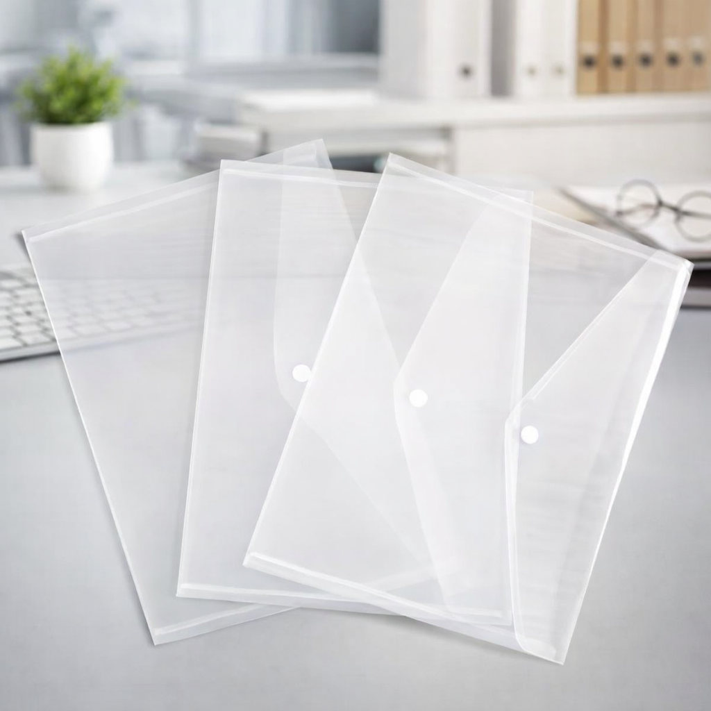 Transparent A3 Size Button File Folder, Office Document Organizer
