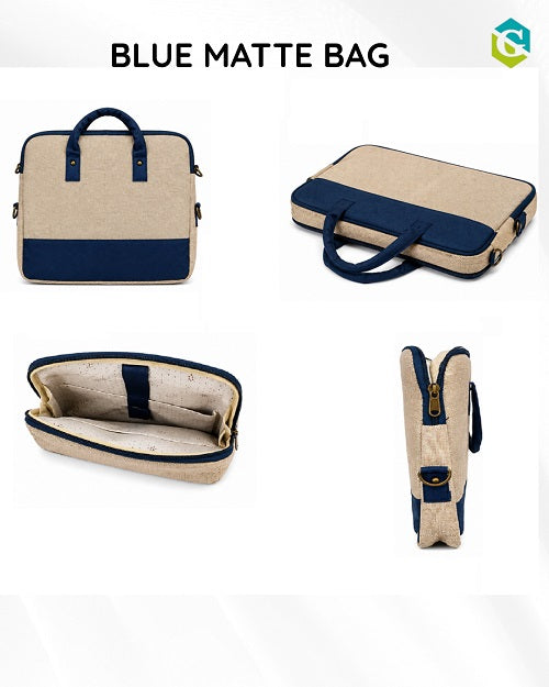 Premium Blue Matte Jute Chain Bag for Files and Certificates | Eco-Friendly Document Bag