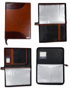 B4 Size Brown Leather Executive Folder with Zipper Closure