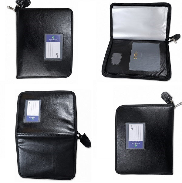 CB - A5 Leather Portfolio Folder with Zipper Closure | Organizing Certificates & Legal-Size Papers