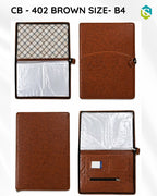 CB - 402 Brown Colour B4 Size Leather Chain Expanding Folder – Multi-Pocket Organizer