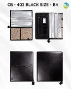 Black Colour Leather Chain Bag Padfolio Folder with Zip Closure - CB 402