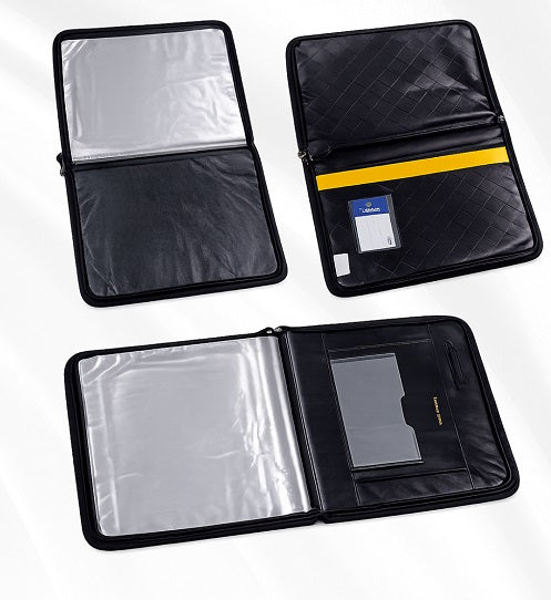 CB 403 - B4 Size Leather Zipper Portfolio Document Folder Chain Bag