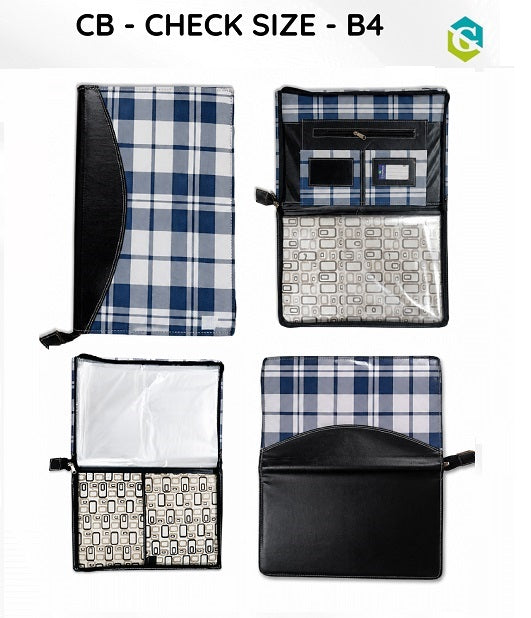 Check Print Leather Chain Bag Folder – Stylish & Functional Office Carry Solution