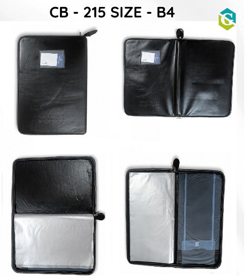 CB - 215 Leatherette Chain Folder with Zipper Closure | Office Chain Folder B4 Size