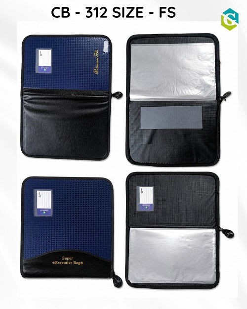 Blue Colour Leather Chain Portfolio with Zipper | Heavy-Duty Document Holder - CB 312