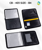 CB 403 - B4 Size Leather Zipper Portfolio Document Folder Chain Bag