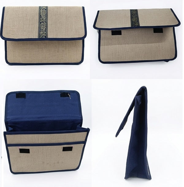 Double Velcro Jute Folder | Jute Document Folder with Zipper