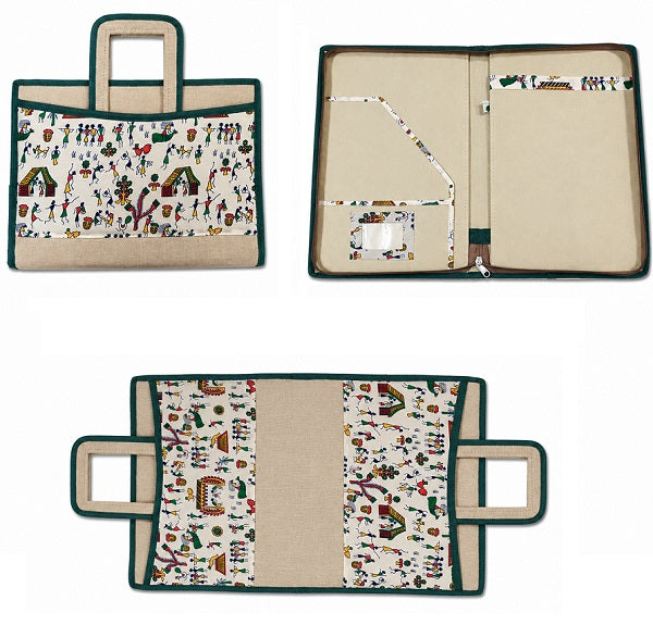 Corporate Gifting Jute Folder with Zip | Dance Printed Jute Bag Folder