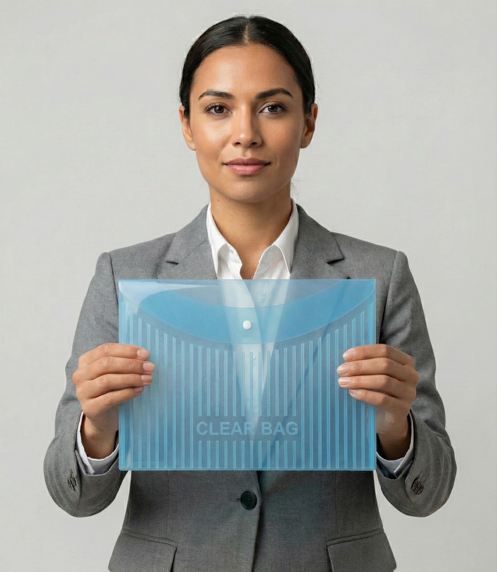 Transparent My Clear Bag Lining Print - Button File Folders Document Organizer