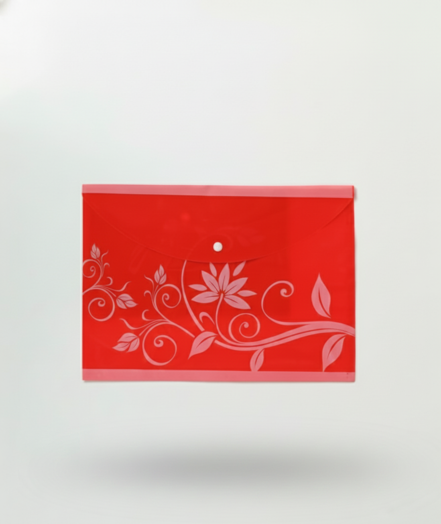 Opaque Button File Folders A4 Size with Leaf Print