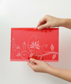 Opaque Button File Folders A4 Size with Leaf Print