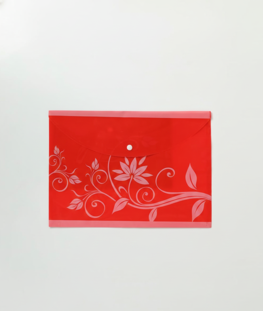 Opaque Button File Folders A4 Size with Leaf Print