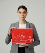 Opaque Button File Folders A4 Size with Leaf Print