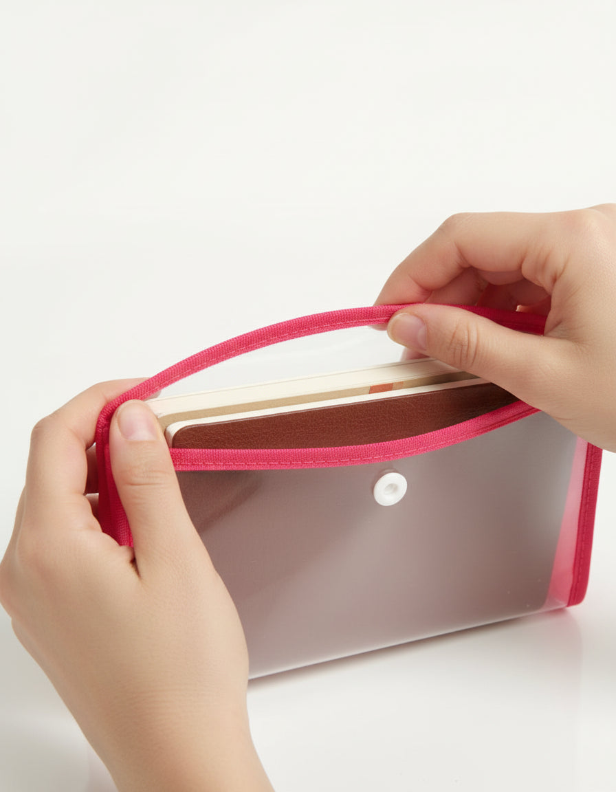 Cheque Book Gote Bag Button Folder - A5 Size