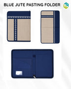Blue Jute Pasting Folder with Zip Closure for Office Use