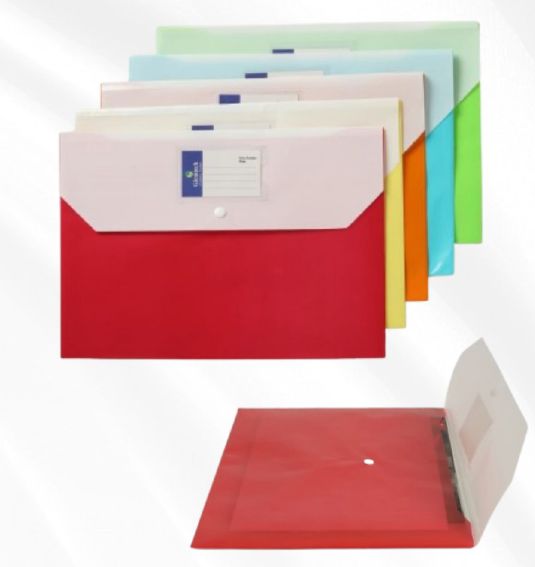Double Pocket Single Button Transparent Folder (Pack of 10 Pcs)  - Perfect for Office & Personal Use
