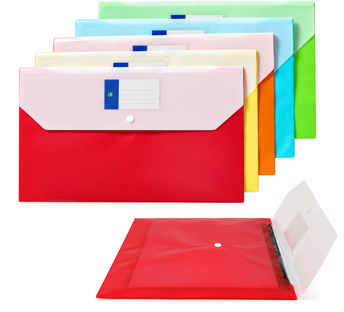 Double Pocket Single Button Transparent Folder (Pack of 10 Pcs)  - Perfect for Office & Personal Use