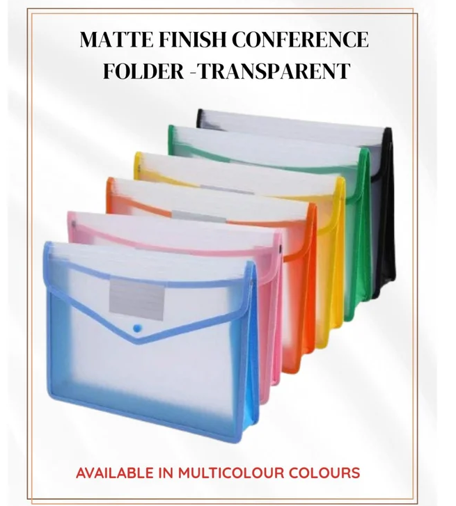 Matte Finish Plastic Conference Folder A4 Size Transparent Document Organizer