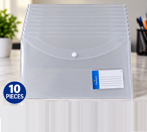 Transparent My Clear Bag Folder (Pack of 10 Pcs) with Single Pocket (MCB-235)