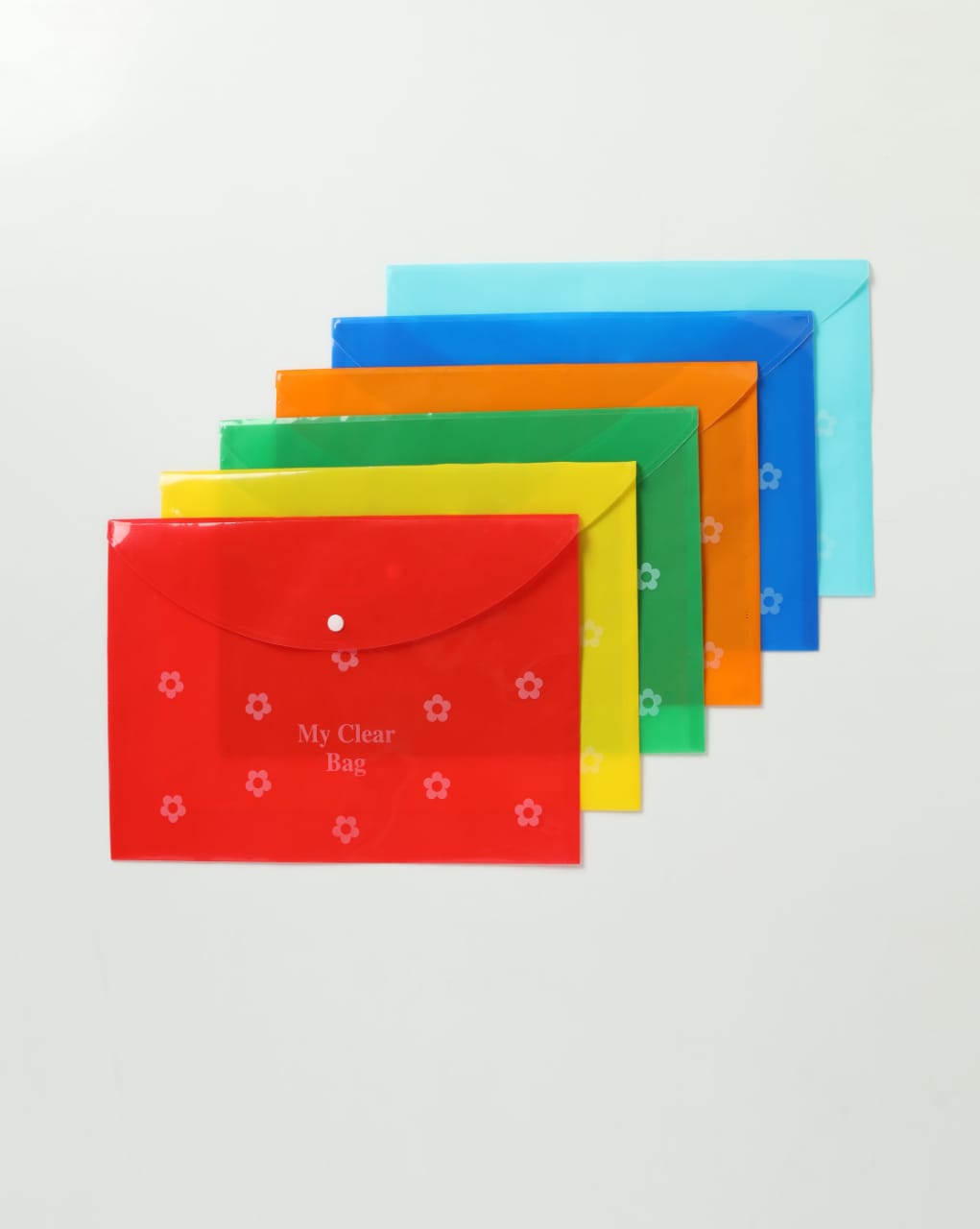 Clear Plastic File Folder Single Pocket A4 Size Flower Print Transparent