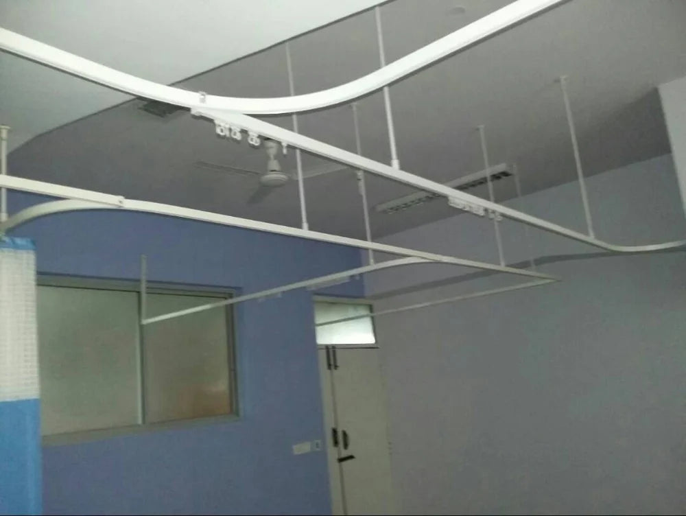 Aluminum Hospital Curtain Track System Adjustable Hight Ceiling Mount