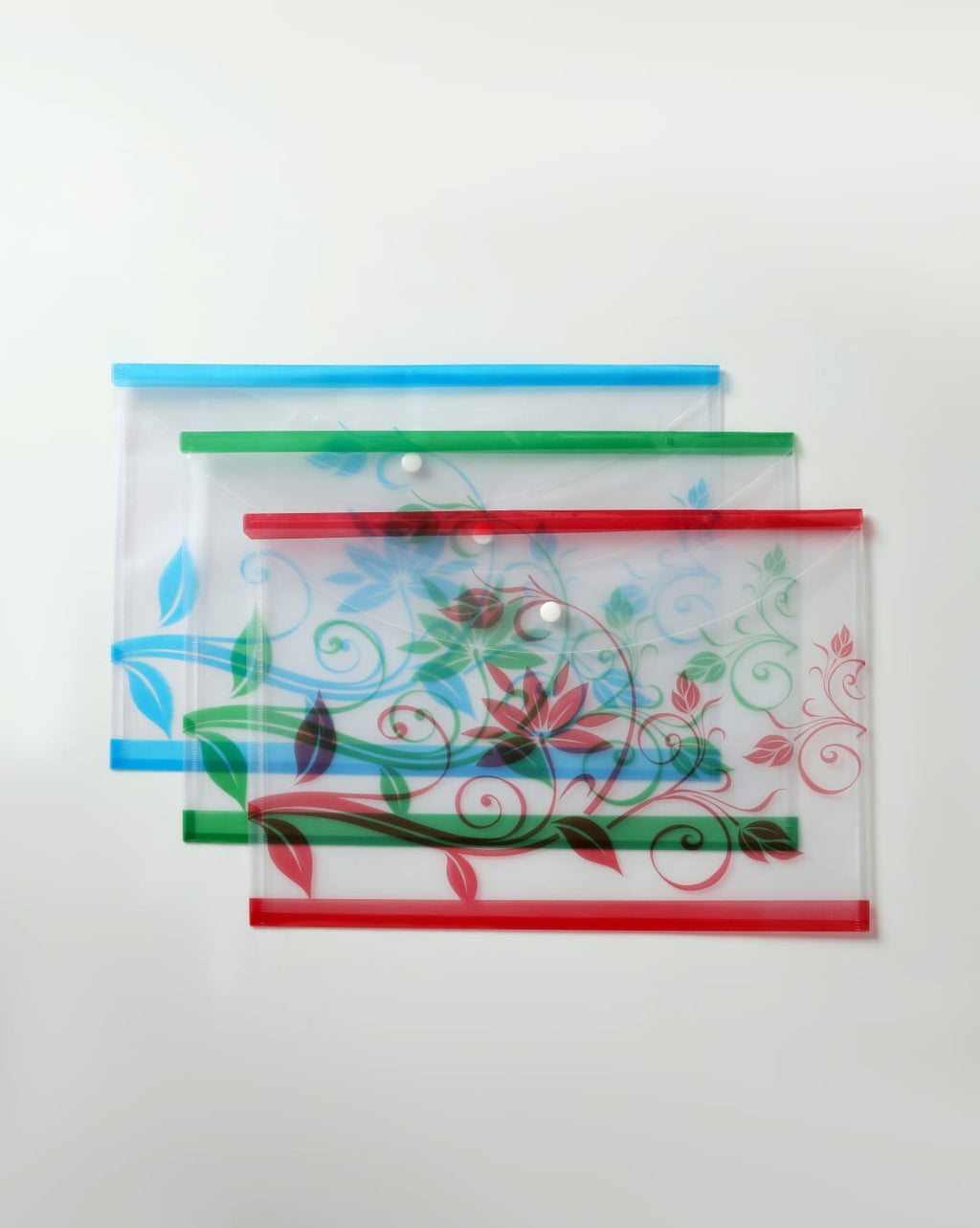 Clear Plastic Single Pocket File Bag A4 Size Leaf Print Transparent