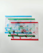 Clear Plastic Single Pocket File Bag A4 Size Leaf Print Transparent