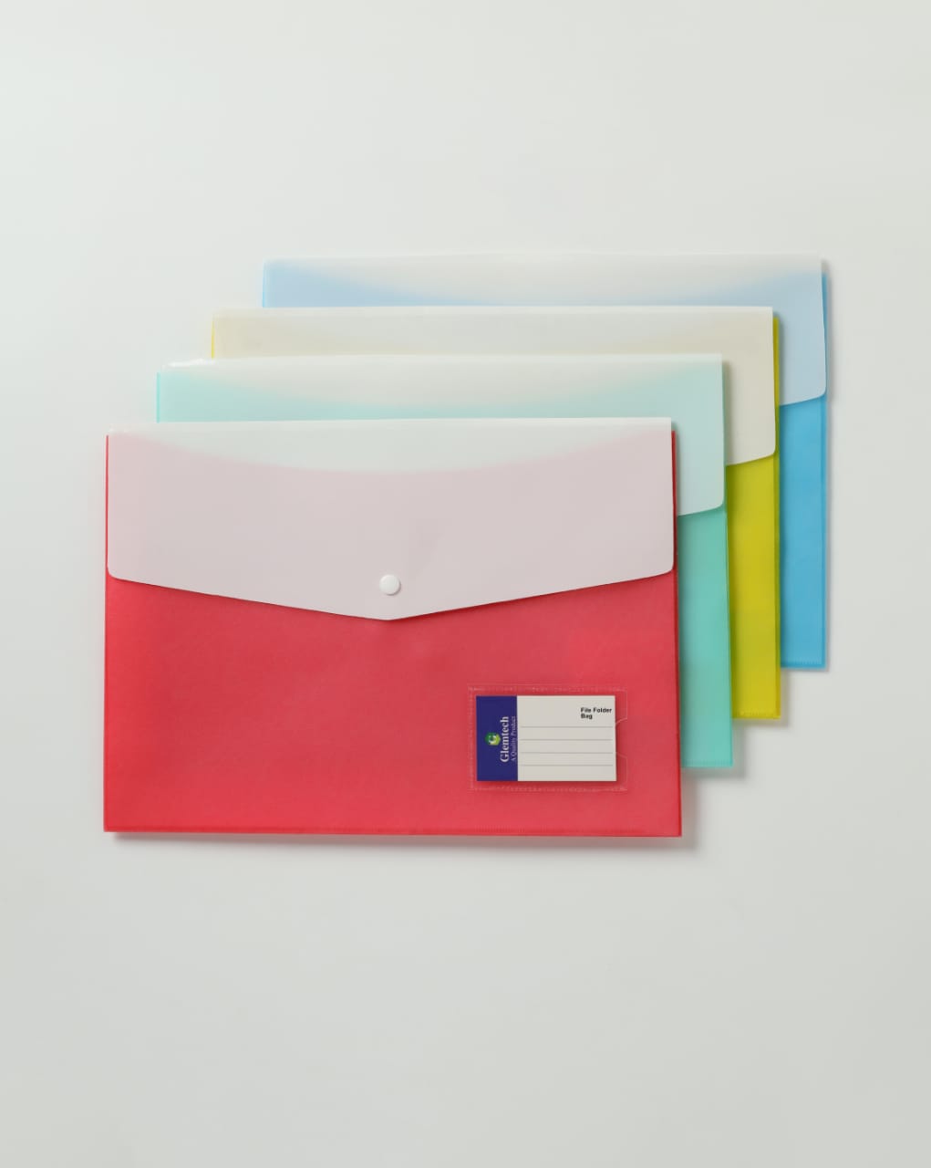 Double Pocket Transparent File Folder PP Material A4 Size Single Button Closure